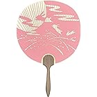 塩見団扇 日本製(MADE IN JAPAN) うちわ 十五夜 (ピンク) 片面透かし 2106 25cm×37cm