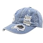 [Selcet] キャップ メンズ Hip Hop 野球帽 コットン デニム ダメージ 青 ヒップホップ 帽子 旅行 UVカット 調節可能 56-58cm 男女兼用