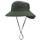 [コネクタイル] ユニセックス メンズ つば広 サファリハット サイズ調整可能 UPF 50+ アウトドア 登山 日よけ帽子 UVカット 帽子 農作業 帽子 アーミーグリーン
