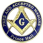 Round Masonic自動車エンブレムとコンパスと正方形シンボル、単語フリーand accepted masons Prince Hall
