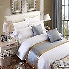 OSVINO ベッド用品 ベッドアクセサリー ベッドライナー ホテル 自宅 ベッドスロー ジャガード織り 上品 落ち着いた色合い 手軽に高級ホテルの雰囲気を再現 シングル/セミダブル/ダブル グレーとゴールド ダブル240x50cm