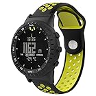 For スントコア ストラップ Suunto Core バンド シリコン製 運動型 ツートンカラー 交換バンド 工具付 軽量 防水 通気 (黒/黄色い)