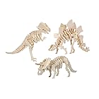 恐竜 骨格 模型 玩具 木製 組立 キット ティラノサウルス ステゴサウルス トリケラトプス 3点 セット