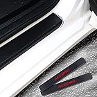 適合 ホンダ Honda Accord スカッフプレート サイドステップカバーガード 車の炭素繊維 ドアガードステッカー（4枚 1台分) サイドステップガーニッシュカバー +レッド 高輝度 反射テープ