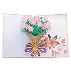 百合の花束のグリーティングカード メッセージカード 誕生日カード 感謝状 結婚祝い 封筒付き
