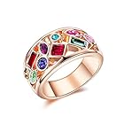 [エスフィール] 多彩水晶リング 透かし彫り 指輪 レディース クリスタル 豪奢華麗ファッションカラーフル 記念日パーティー10号