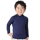 [HEAZEL] ヘーゼル 全21色柄 キッズ ラッシュガード ロング Tシャツ スタンドカラー トップス 80～150サイズ 子供 長袖 UVカット UPF50 + (ネイビー, 150)