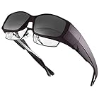 ARay オーバーサングラス メンズ UV400 紫外線カット 偏光レンズ メガネの上から掛け 偏光サングラス スポーツサングラス レディース ドライブ/自転車/釣り/野球/テニス/スキー/ランニング/ゴルフ (ナスコン, ブラック)