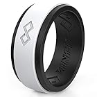 RinfitAir メンズシリコンウェディングリング 1または3リングパック RinfitAir 通気性デザイン シリコンゴム メンズ結婚指輪 サイズ7~14(10、ブラック&ホワイト)