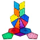 PicassoTiles 16ピース マグネット式 組み立てブロックセット 幾何学形状 磁石式タイル 組み立て玩具 STEM学習キット 教育的プレイセット プレイボード ごっこ遊び 積み重ねブロック 子供 脳の発達 PT 16 マルチカラー