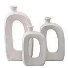 Anding 白い陶磁器である花瓶 マットライトのデザイン 3つをセットとする 独創的なインテリア、手作りの花瓶 (LY688SET 白)