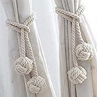 2個セット カーテンアクセサリー ロープ式 カーテンタッセル 綿糸 手編み カーテン留め飾り ロープタッセル 窓飾り 紐 締め 房掛け バックル ホルダー おしゃれ