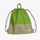 【ナップ 大容量 巾着L】 (黄緑ｘベージュ)ナップサックタイプ （ツートンカラー）撥水防水生地 スポーツバッグ プールバッグ