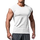 [スリム アライブ] メンズジムボディビルティー半袖アスレチックTシャツフィットネスワークアウト筋肉 アンダーシャツトレーニングトップス コットン ホワイト S