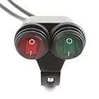 HANSWD ヘッドライトフォグスポットライトON/OFFスイッチ 防水 12V 22ｍｍハンドルバーオートバイ用 赤色インジケータライト (C)
