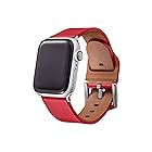 【GRAMAS】 Apple Watch バンド レッド 本革レザー コンパチブル ビジネススタイル アップルウォッチバンド apple watch series7/6/SE/5/4/3/2/1 (41・40・38mm) 手首周り 約150?19