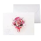 ３Dフラワーカード（香り付き）【幸せのブーケ】 (ピンク・ホワイト, Classic) 記念日 ポップアップ ありがとう おしゃれ 高級 メッセージ カード 母の日