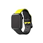 [GRAMAS] Apple Watch バンド 本革 イタリアンレザー コンパチブル ビジネススタイル アップルウォッチバンド apple watch series6/SE/5/4/3/2/1 (44/42mm) ネオン イエロー ブラック 手