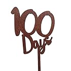 regalo 100日 ケーキトッパー 木製 100日祝い ケーキ飾り ピック (100Days・ダーク)