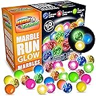 Marble Genius Glow マーブルランビー玉 - ビー玉50個 (ライトアップ/点滅12個、ガラスグロー12個、プラスチックグロー26個) + LEDライト付き