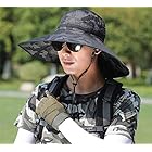 ELINA SEA ハット メンズ レディース 帽子 大きいサイズ つば広 軽薄 通気性 日除け 紫外線対策 アウトドア 釣り ハイキング 登山 フリーサイズ 男女兼用 (迷彩黒)