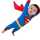 [SCLYX] ハロウィンコスチューム ベビー 赤ちゃん 男の子 80cm 90cm かわいい スーパーヒーロロンパース マント取り外し可 スーパーヒーロジャンプスーツ スーパーヒーロコスチューム スーパーヒーロ衣装 スーパーヒーロ服 寝相アート
