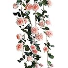 Kugusa バラ ガーランド 造花 シルク フラワー 装飾 インテリア スワッグ パーティー (ピンク)