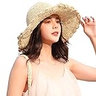 [Sandy ting] レディース ストローハット 春夏 麦わら帽子 女性 UVカット おしゃれ 折りたたみ 日除け 小顔効果 つば広 リボン付き 通気性