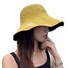[Lemoics] 両面使えるハット レディース UVカット 帽子 可愛い 日よけ帽子 日除け サンバイザー 漁師帽 紫外線対策 日焼け防止 折りたたみ つば広 小顔効果 (黄色黒)