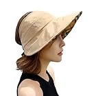 サンバイザー レディース UVカット帽子 つば広2way 両面使える サンハット 日焼け防止 熱中症予防 折りたたみ 日除け 紫外線対策 軽量 通気 調節可能 (カーキ)