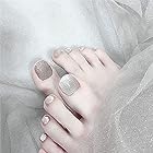 足指の爪 24枚の爪 12別サイズ 足用 偽の爪 シルバー ラメ感 ミラー パーティネイル