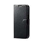 エレコム iPhone 13 2眼 レザーケース 手帳型 UltraSlim 薄型 磁石付き ステッチ ブラック PM-A21BPLFU2BK