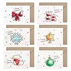 Sitengle クリスマスカード 6枚セット クリスマスグリーティングカード メッセージカード 感謝カード 封筒付き 封筒テープ付き 祝賀カード シンプル ビジネス お祝い手紙 (クリスマスセットA)