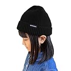 [TRAX SHOP] 11色 ニット帽 キッズ 女の子 帽子 女子 小学生 子ども 子供 ニットキャップ (ブラック)