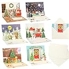 DERAYEE クリスマス カード メッセージカード 封筒付き 3D立体 金箔押し グリーティングカード 封筒テープ付き クリスマス柄 可愛い お祝い 挨拶 雪だるま (6枚セット)