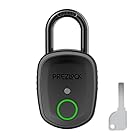 Prezlock 南京錠 スマートロック 指紋認証 USB充電式 バックアップキー付き キーレス生体認証 耐久性 防水規格IP65 自転車 屋外用 黒鉛
