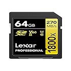 Lexar SDカード Professional 1800x SDXCカード 最大読込270MB/秒 書込180MB/秒 UHS-II Class 10 U3 V60 4K Ultra HD 動画撮影 グローバルバージョン (64GB)
