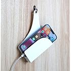壁掛けスマホキーパー [ YURIKAGO ] 充電ケーブルをつけたままスマートフォンを壁掛け収納。ベッドサイド、リビング、キッチン、オフィスに。ギフトにも最適。19mmの厚みまで収納可能。壁掛けピンフック付き。スチール製 iPhone、Andr