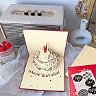 グリーティングカード バースデーカード 誕生日カード 立体 3Dケーキ 封筒付き 誕生日 メッセージカード ポップアップカード 手作りギフト 両親 恋人 先生 子供 友達 (レッド)