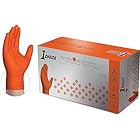 [1st Choice] ニトリル手袋 - ニトリルグローブ 6 mil (厚さ 0.15mm)、ダイヤモンドテクスチャー、ラテックスフリー、使い捨て手袋、車修理、メカニック、クリーニング用（オレンジ, Large, 100個入りの箱