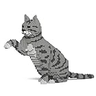 リアルな動物オブジェを作れる ブロックおもちゃ ちょうだいする サバトラ猫さん 47.5×10.6×高さ27.9cm ネジで固定する丈夫なブロック 大人向け 立体パズル 崩れない インテリア小物 JEKCA エンヴェールヘルック