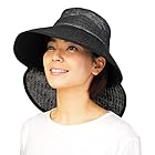 涼かちゃん Shabo つば広UVメッシュハット 熱中症対策 軽涼遮熱帽子 (Lサイズ, 712 ブラック)