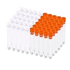 プラスチック 製 蓋つき 試験管 (橙 & 白 50本セット 12×75mm) 自由研究 サンプル 小物 保存 多用途