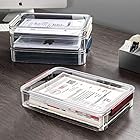 書類収納ケース クリア 書類収納ボックス A4 貴重書類保管 ファイル収納ケース 卓上収納ボックス 家庭用 業務用 オフィス用 整理整頓 (Ｌ（ブルー）)