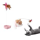 ZHEJIA 首輪付き猫のおもちゃ 猫おもちゃ 猫のインタラクティブなおもちゃ ペットグッズ ねこ用品 天然鳥の羽棒鈴付き 猫の羽のおもちゃ
