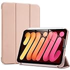 ProCase iPad Mini6 ケース 2021 8.3インチ、スリム 三つ折りスタンド ハードバックカバー、適用機種：iPad Mini 6世代 2021 -ローズゴールド