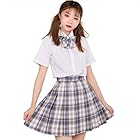 [ZERONOWA] 女子高生 JK 学生 制服 セーラー服 チェック 大きいサイズ コスプレ 仮装 (グレー/M)