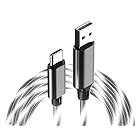 カシムラ ケーブル全体が鮮やかに発光して演出! 充電&同期 USB-A⇔Type-Cケーブル 1.2m ホワイトLED NAJ-638
