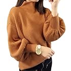 [1/2style] [ニブンノイチスタイル] バルーン 袖 無地 タートル かわいい ニット セーター レディース (キャメル)