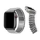 TF7 アップルウォッチ バンド [1秒で着脱可能] 蛇腹ベルト METAL STRECH STRAP for Apple Watch 伸縮 ステンレス (シルバー) Lサイズ TF21SV44L [ Series Ultra 2 / 1 (49